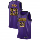 Mâle LeBron James 2018-19 des Los Angeles Lakers ^ 23 City Purple Jersey